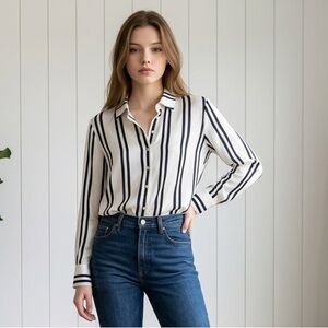 Reformation Silk Button Blouse Minimalist French Girl Style Quiet Luxury Medium